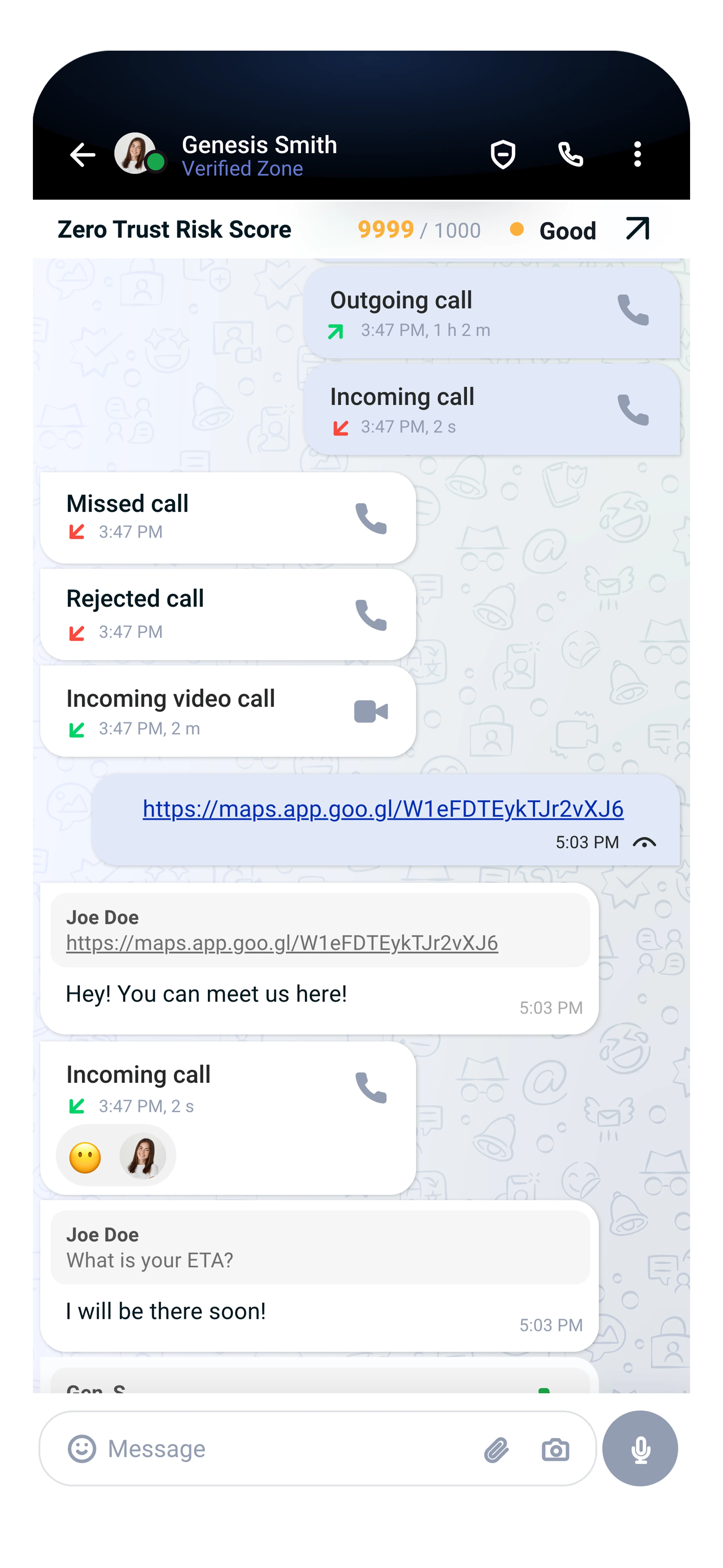 Chat conversation interface