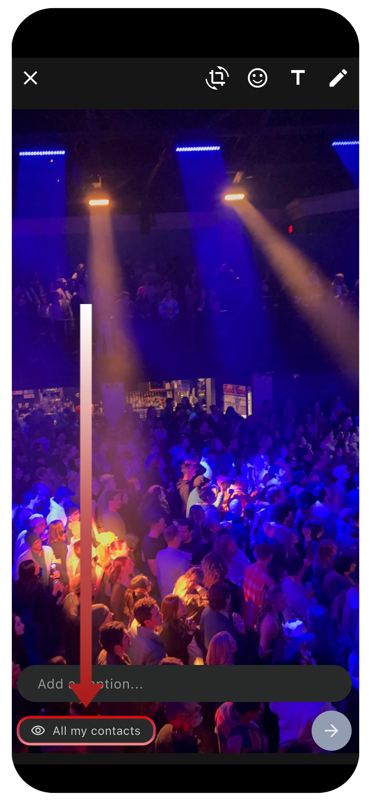 Edit your Moment with crop, emoji, text, and drawing tools before sharing