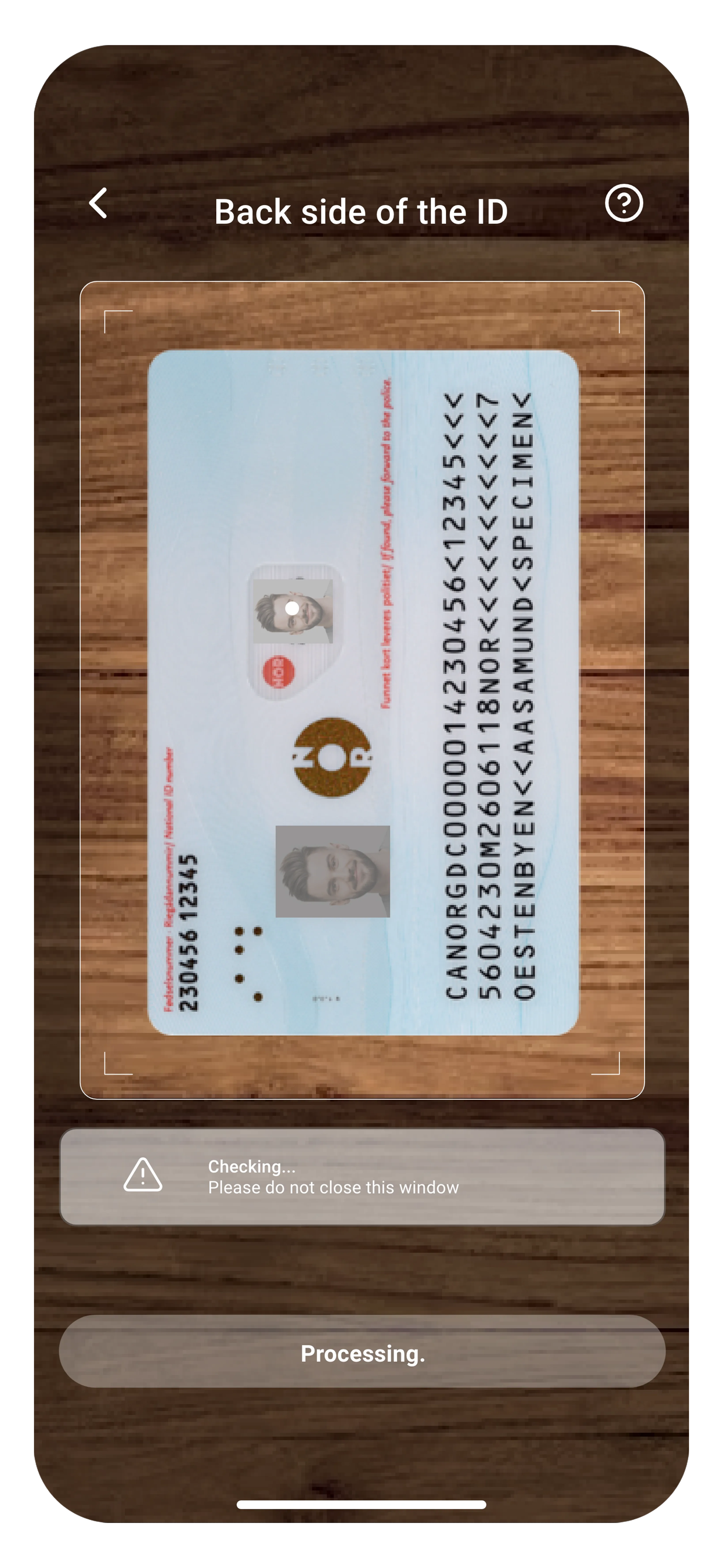 Scan back side of ID